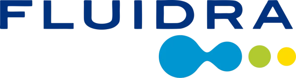 Oficjalne logo marki Fluidra, światowego lidera w branży wyposażenia basenów i stref wellness.