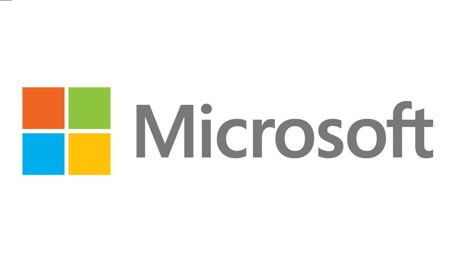 Oficjalne logo Microsoft przedstawiające nazwę firmy w czcionce Segoe oraz cztery kolorowe kwadraty tworzące symbol okna.