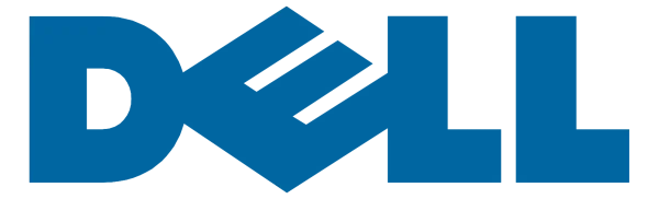 Oficjalne logo firmy Dell przedstawiające niebieski napis z przekrzywioną literą E.