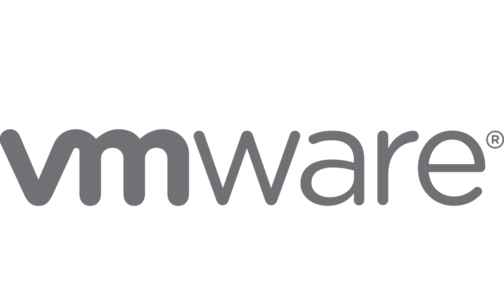 Oficjalne logo VMware z szarego napisu marki.